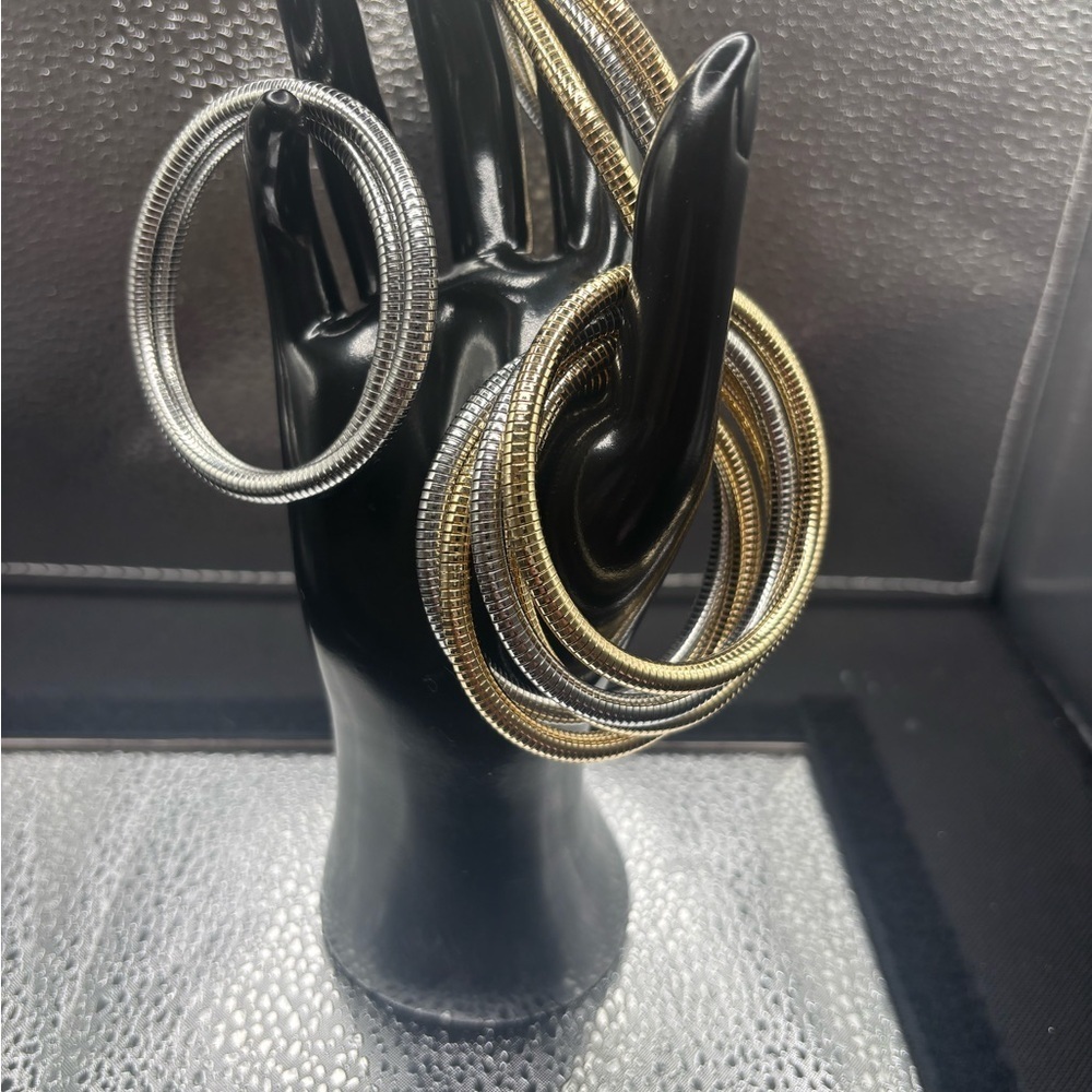 Elegant Gold and Silver Stretchy Bangles